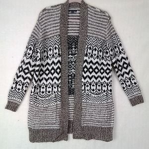 American Eagle Chunky Knit Open Cardigan Size Small‎ Brown, White, Southwest